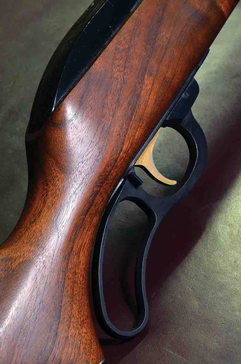 This Marlin Model 57’s stock was fashioned from a lovely piece of American walnut. Not all Levermatics have such nice wood, but many do, and all are very presentable.